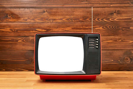 Old TV set blank white screenの写真素材