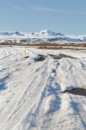 Road with snow and iceの写真素材