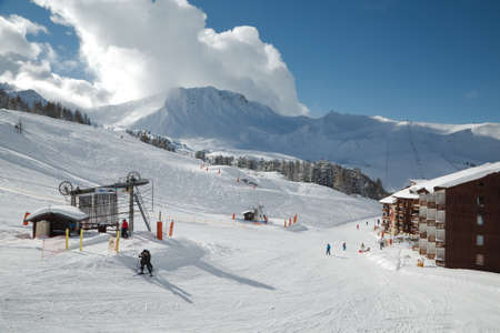 Skiing slopes in the Alpsのeditorial素材