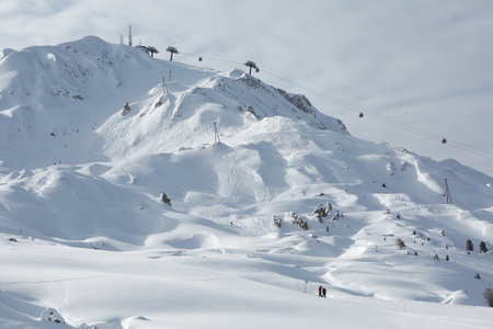 Skiing slopes from the topの写真素材