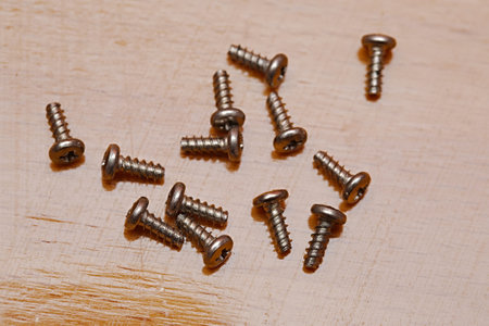 Screws on a tableの写真素材