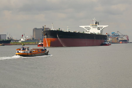 Oil Tanker Ship in Rotterdamの写真素材