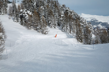 Skiing slopes from the topの写真素材