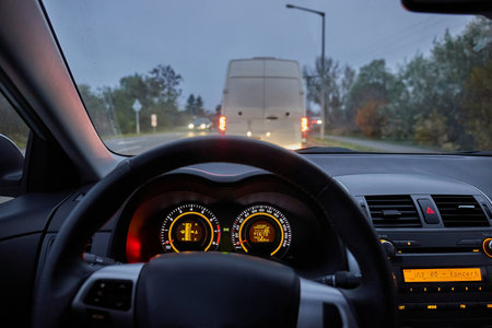Driving in the eveningの写真素材