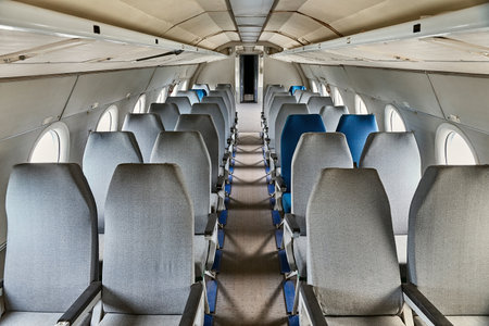 Airliner interior old seatsの写真素材