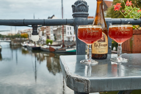 Trappist beer poured in a glass in The Netherlandsのeditorial素材