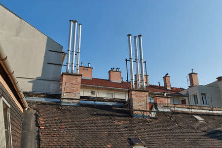 Roofs and chimneysの写真素材