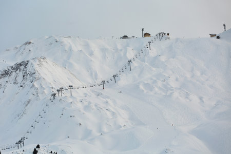 Skiing slopes from the topの写真素材