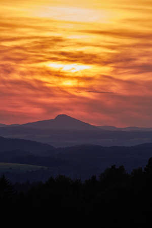 Sunset Hilly Landscapeの写真素材