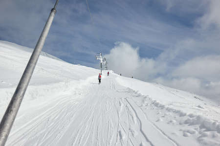 Ski lift pullingの写真素材