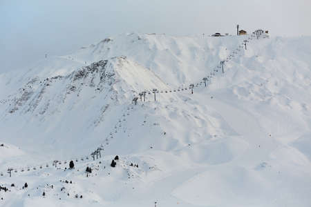 Skiing slopes from the topの写真素材