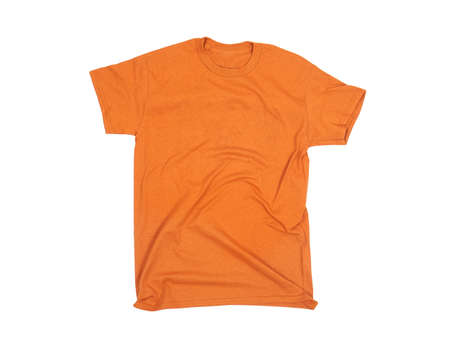 Orange T-shirt blank white backgroundの写真素材