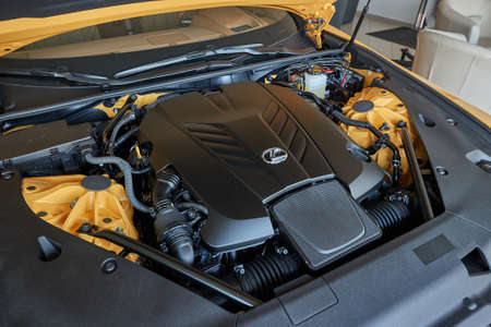 Car Engine Bay, powerful V8 sport coupeの写真素材