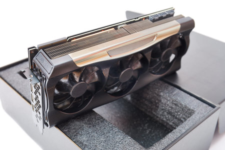 Computer graphics card on a desk
