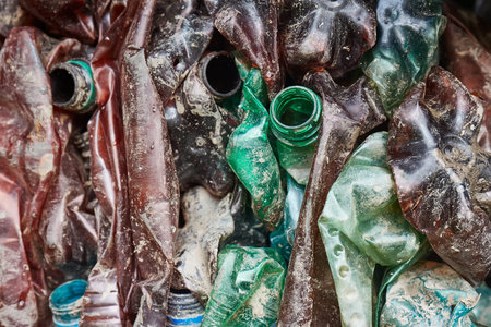 Plastic bottles in bales for waste recycling
