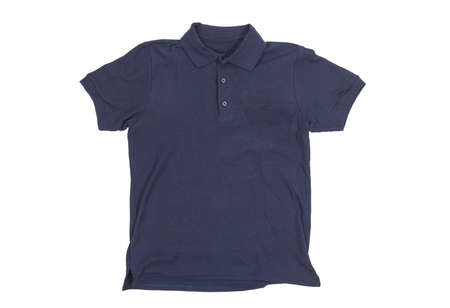 Dark blue T-shirt blank white backgroundの写真素材