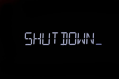 Shutdown message on an electronc screen