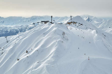 Skiing slopes from the topの写真素材