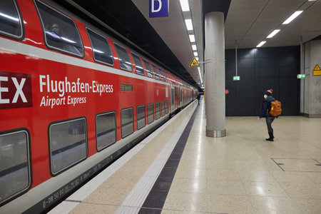 Airport express train at Berlin Airportのeditorial素材