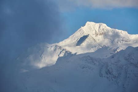 Mountain Slope With Avalanch Barrier Railingの写真素材