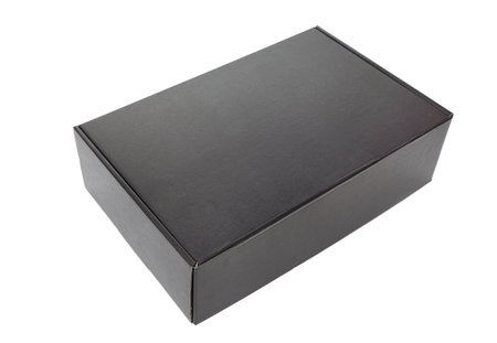 Unopened Black Cardboard Boxの写真素材