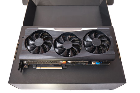 Computer graphics card on a deskの写真素材