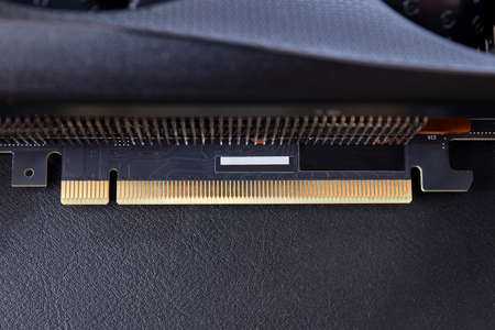 PCI express connector standard on a graphics cardの写真素材