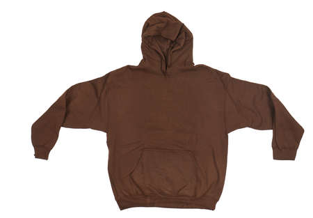 Brown hoodie on white backgroundの写真素材