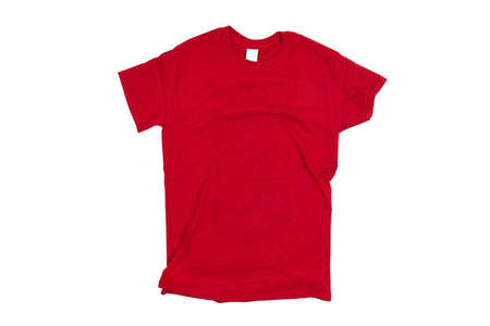 Red T-shirt blank white backgroundの写真素材