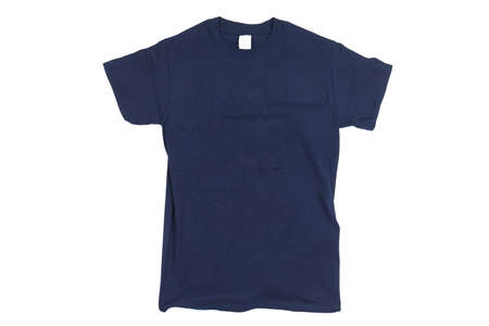 Dark blue T-shirt blank white backgroundの写真素材