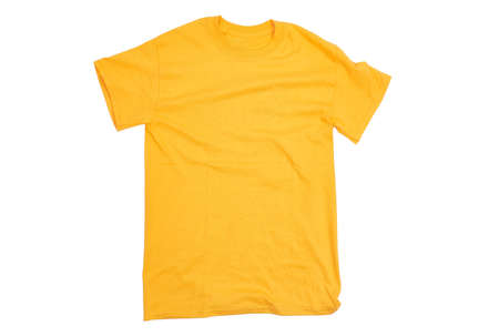Yellow T-shirt blank white backgroundの写真素材