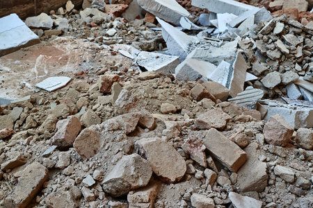 Pile of debris destroyed building
