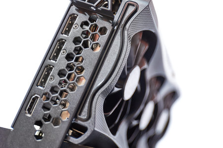 Computer graphics card on a desk