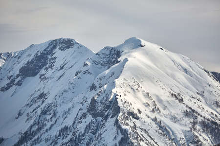 Mountains covered with snowの写真素材