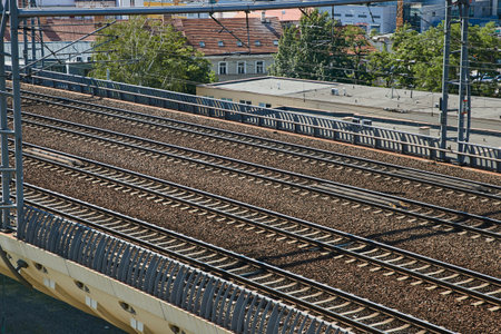Railway Tracks in a Cityの写真素材