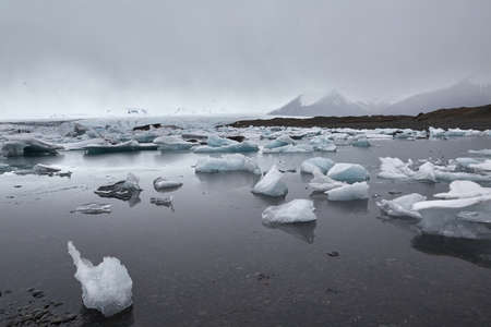 Glacial lake with icebergsの写真素材