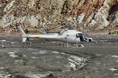Helicopter in a desolate plateau