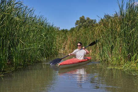 Kayaking on the Riverの写真素材