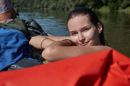 Canoe tour river swimの写真素材