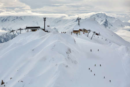 Skiing slopes from the topの写真素材