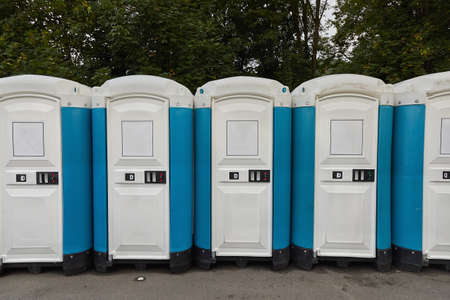 Toilets installed at a public eventの写真素材