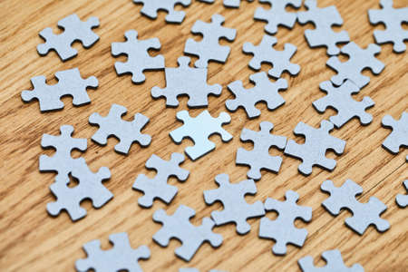 Jigsaw puzzle pieces separatelyの写真素材