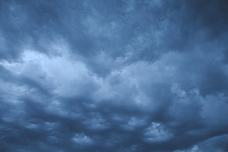 Stormy clouds in the skyの写真素材