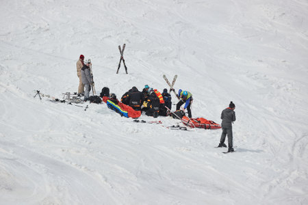 Skiing accident emergency responseのeditorial素材