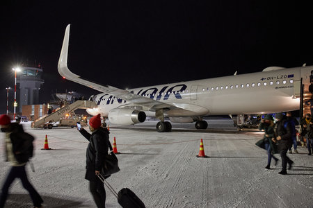 Arriving at Ivalo Airport, Finnish Laplandのeditorial素材