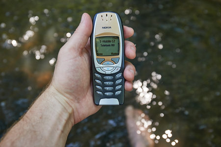 Old Nokia mobile phone outdoorsのeditorial素材