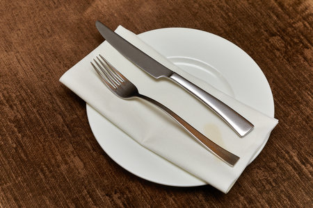 Cutlery on a tebleの写真素材