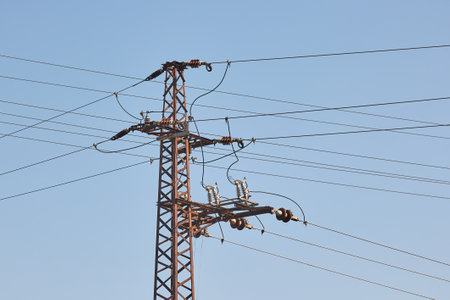 Electric line columnの写真素材
