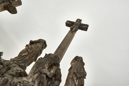Crosses on a hillの写真素材