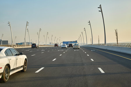 Road in Dubai with many lanesの写真素材